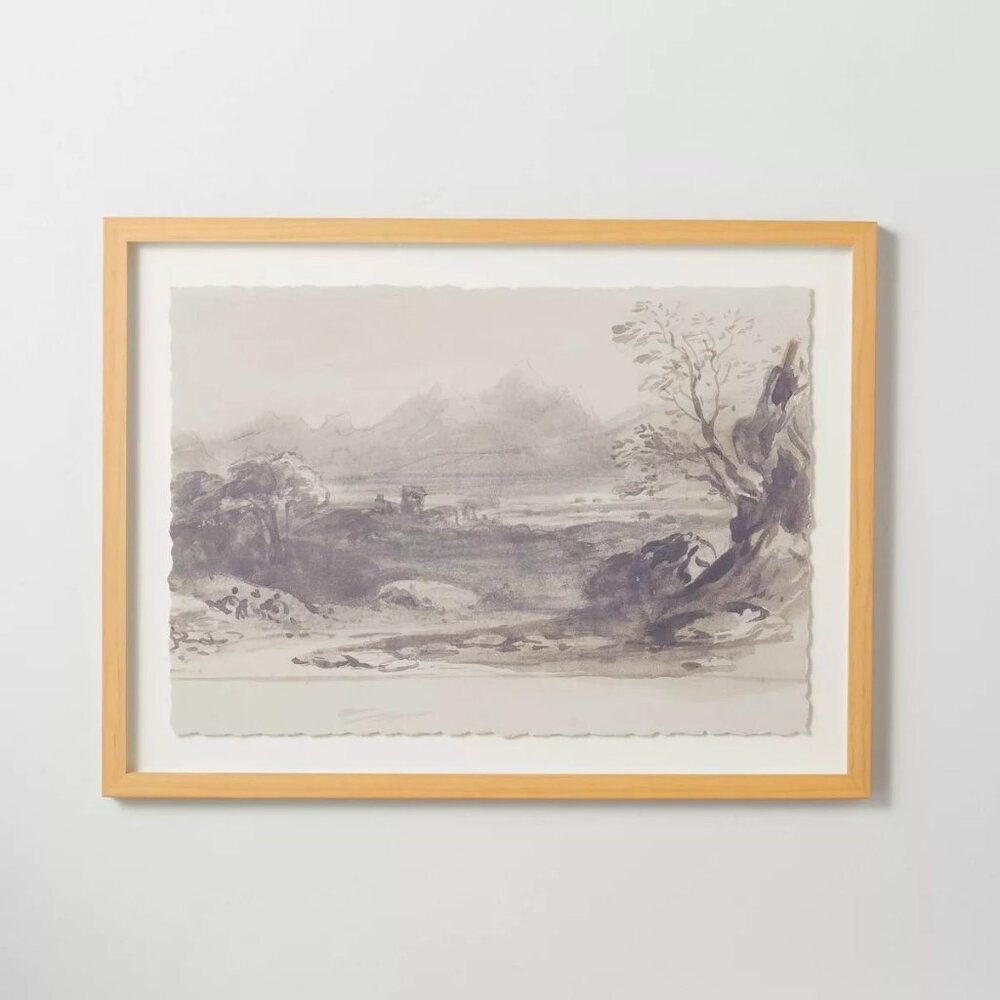 18x24 River Landscape Sketch Framed Wall Art - Hearth & Hand Magnolia, Target